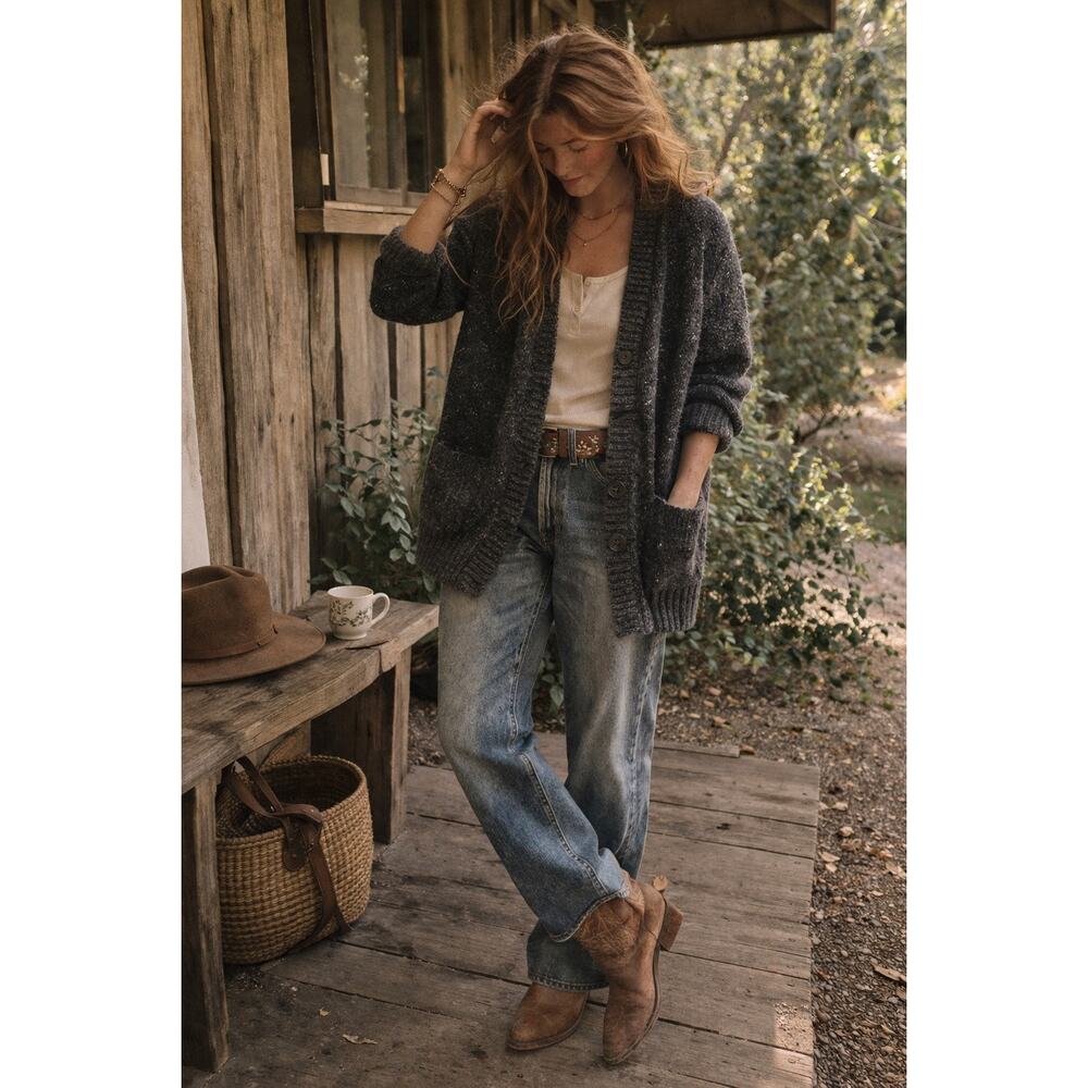 Ralph Lauren Denim & Supply Cotton Cardigan Oversized Sweater Small Gray Grey